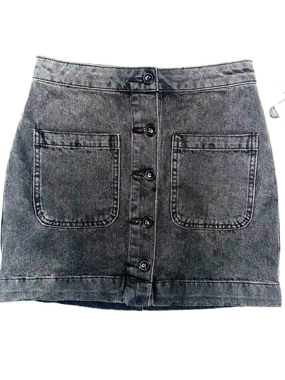 Free People Dark Gray Button-Front Midi Skirt we are the people NWT size 25 - Picture 3 of 15
